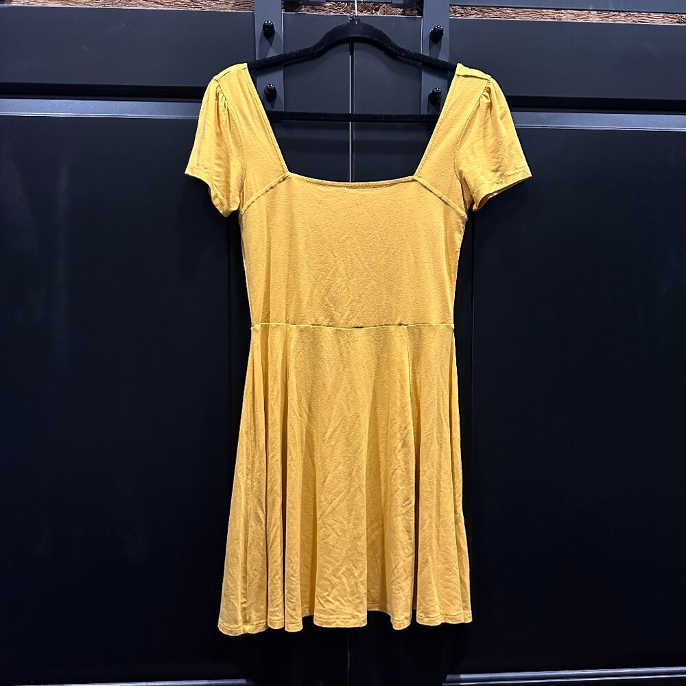 Yellow Square Neck Skater Skirt